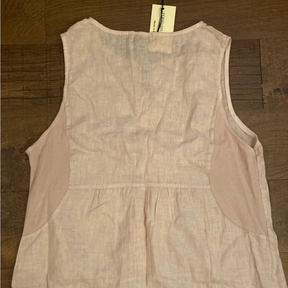 Terzo Millennio 100% Linen BlushPink ButtonUp Mini Dress Made in Italy Women’s L - Picture 10 of 13